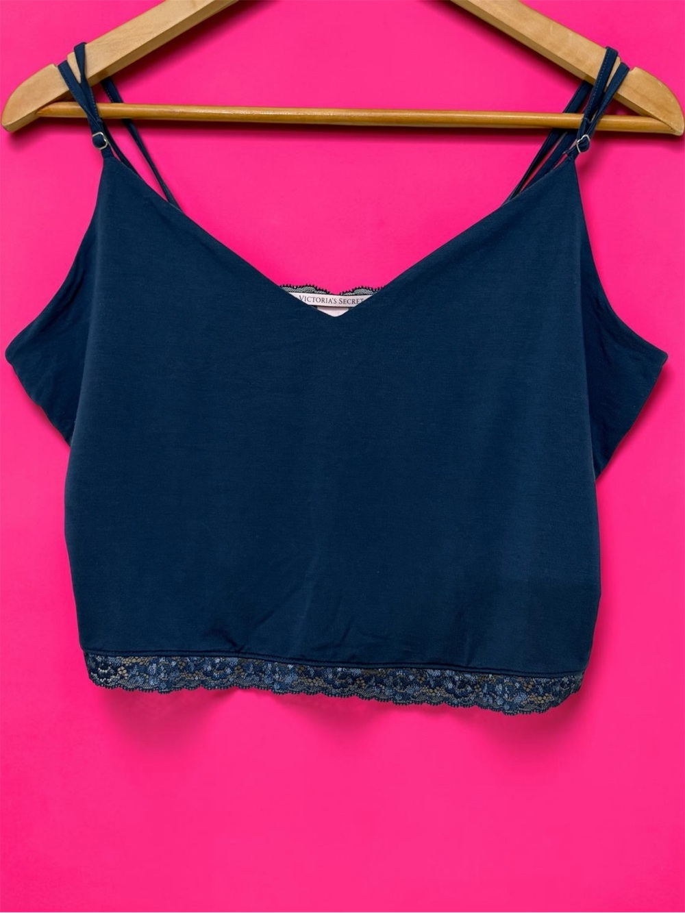Victoria Secret Sleep Camisole Cropped L Blue Lace